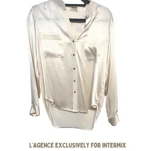 L’AGENCE | silk off white blouse size 0